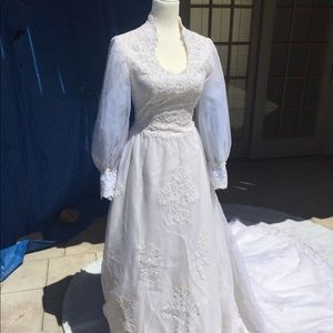 Custom made wedding gown and veil